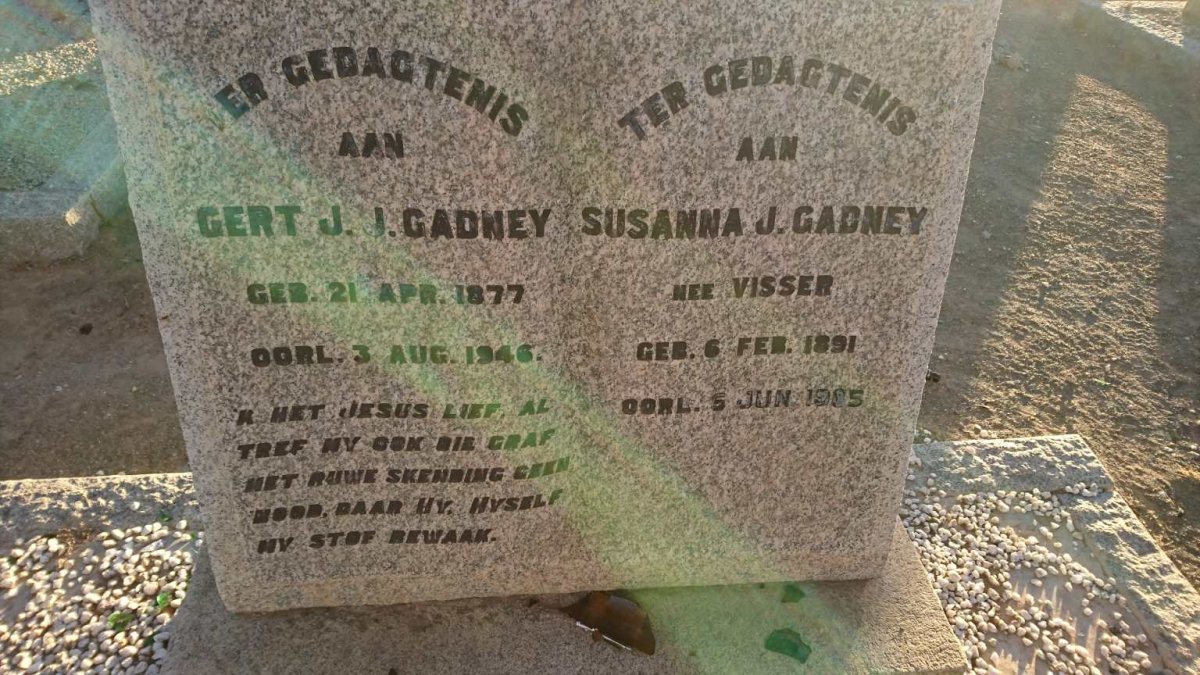 GADNEY Gert J.J. 1877-1946 &amp; Susanna J. VISSER 1891-1985