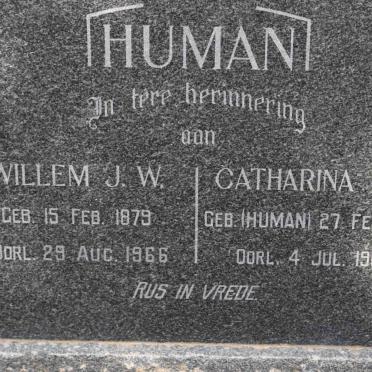 HUMAN Willem J.W. 1879-1966 &amp; Catharina E.L. HUMAN 1886-1964