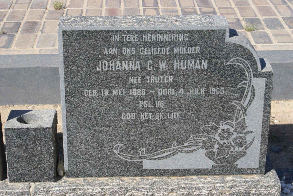 HUMAN Johanna C.W. nee TRUTER 1888-1965