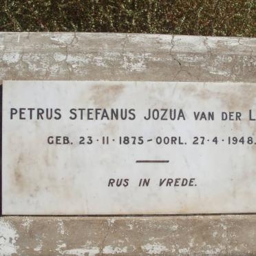 LINDE Petrus Stefanus Jozua, van der 1875-1948 &amp; Anna M.E. LOOTS 1880-1981