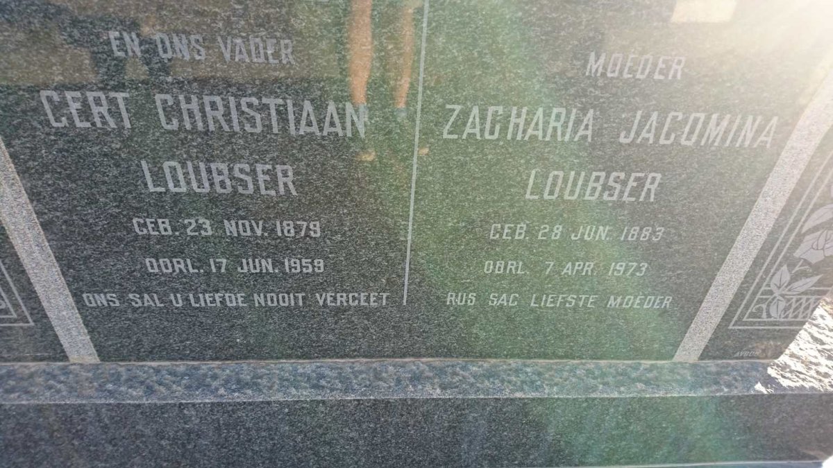 LOUBSER Gert Christiaan 1879-1959 &amp; Zacharia Jacomina 1883-1973
