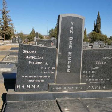 MERWE Johannes Hendrikus Viljoen, van der 1904-1971 &amp; Susanna Magdelena Petronella 1911-1998