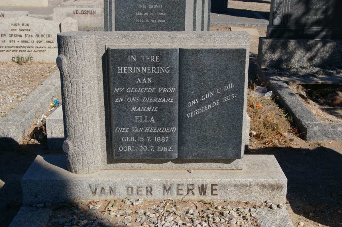 MERWE Ella, van der nee VAN HEERDEN 1887-1962
