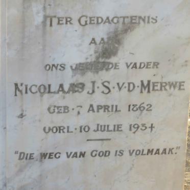 MERWE Nicolaas J.S., v.d. 1862-1934 &amp; Jeanne Francoise VAN NIEKERK 1863-1925