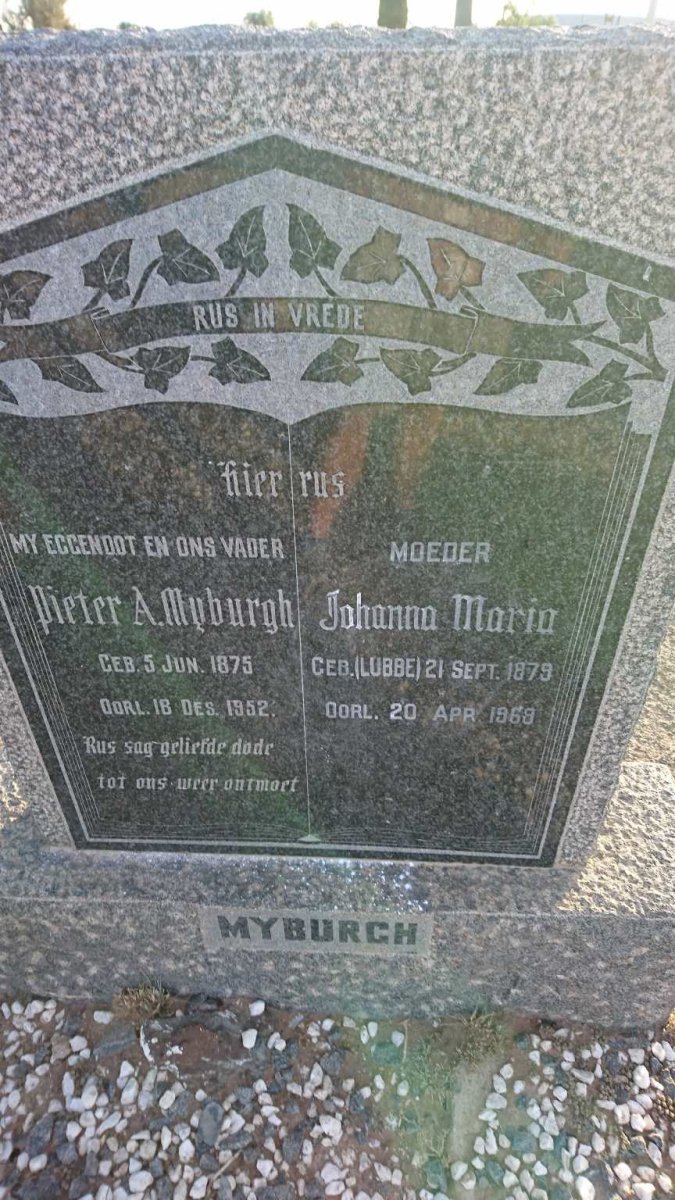 MYBURGH Pieter A. 1875-1952 &amp; Johanna Maria LUBBE 1879-1968