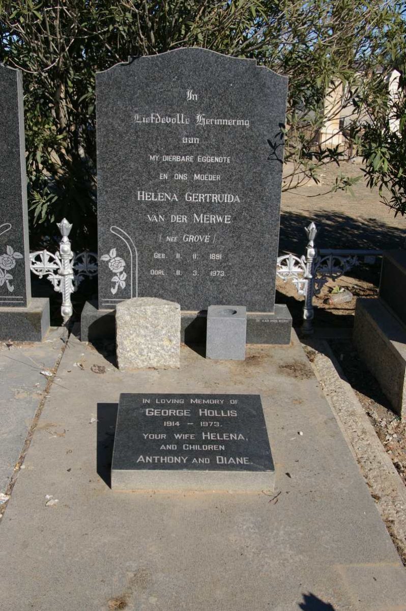 MERWE Helena Gertruida, van der nee GROVE 1891-1973 :: HOLLIS George 1914-1973