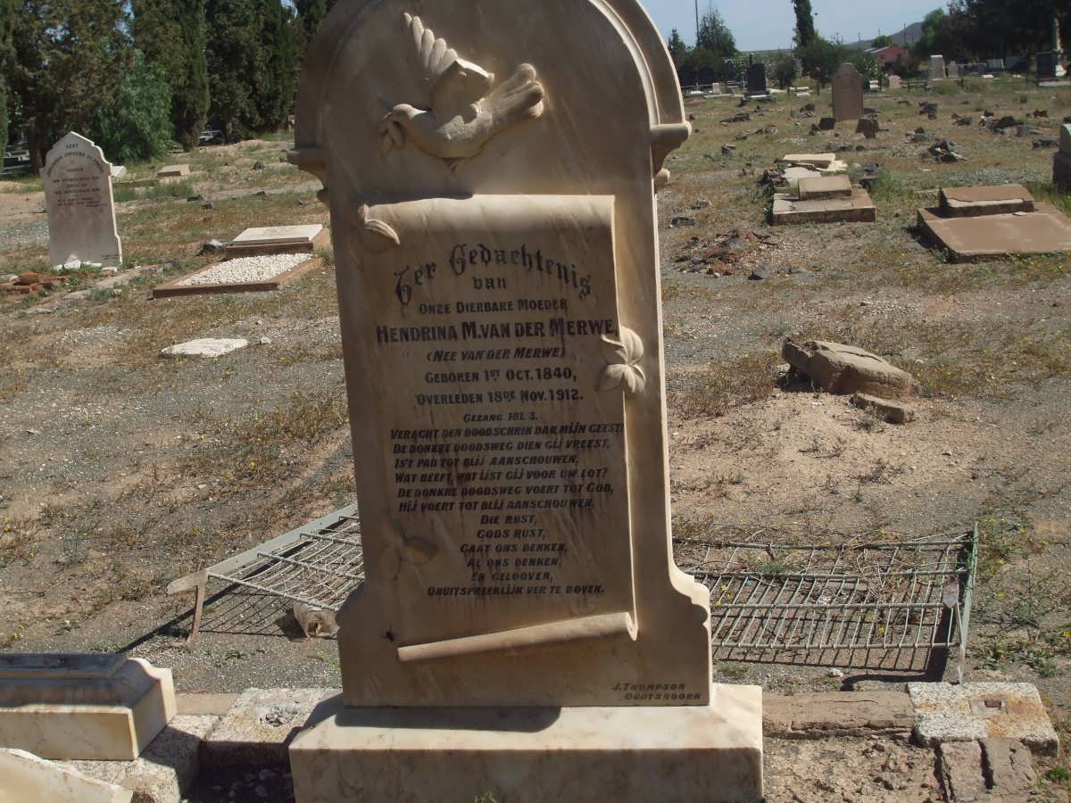 MERWE Hendrina M., van der nee VAN DER MERWE 1840-1912
