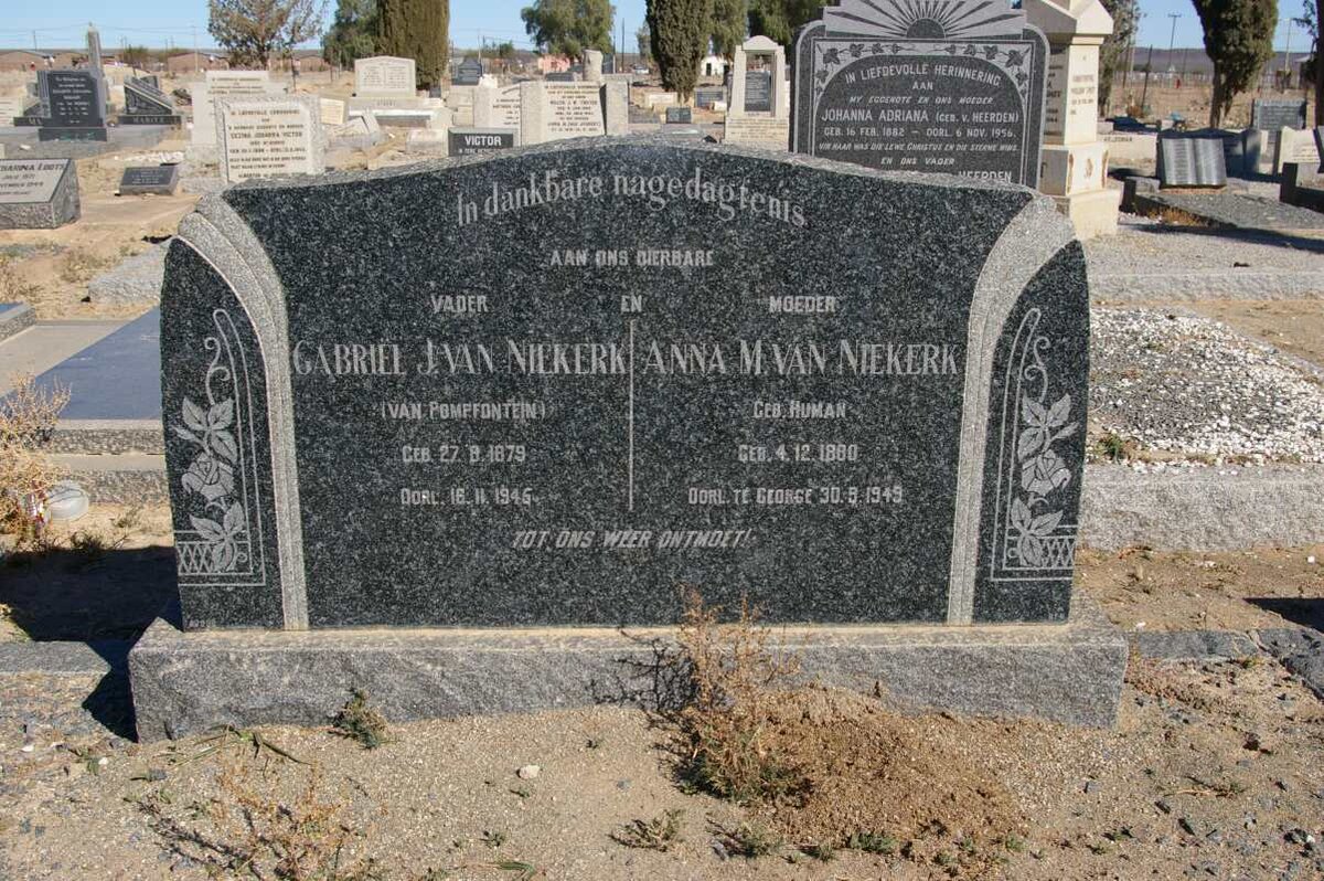 NIEKERK Gabriel J., van 1879-1945 &amp; Anna M. HUMAN 1880-1949