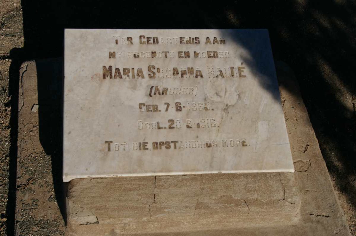 NAUDE Maria Susanna nee KRUGER  1869-1916