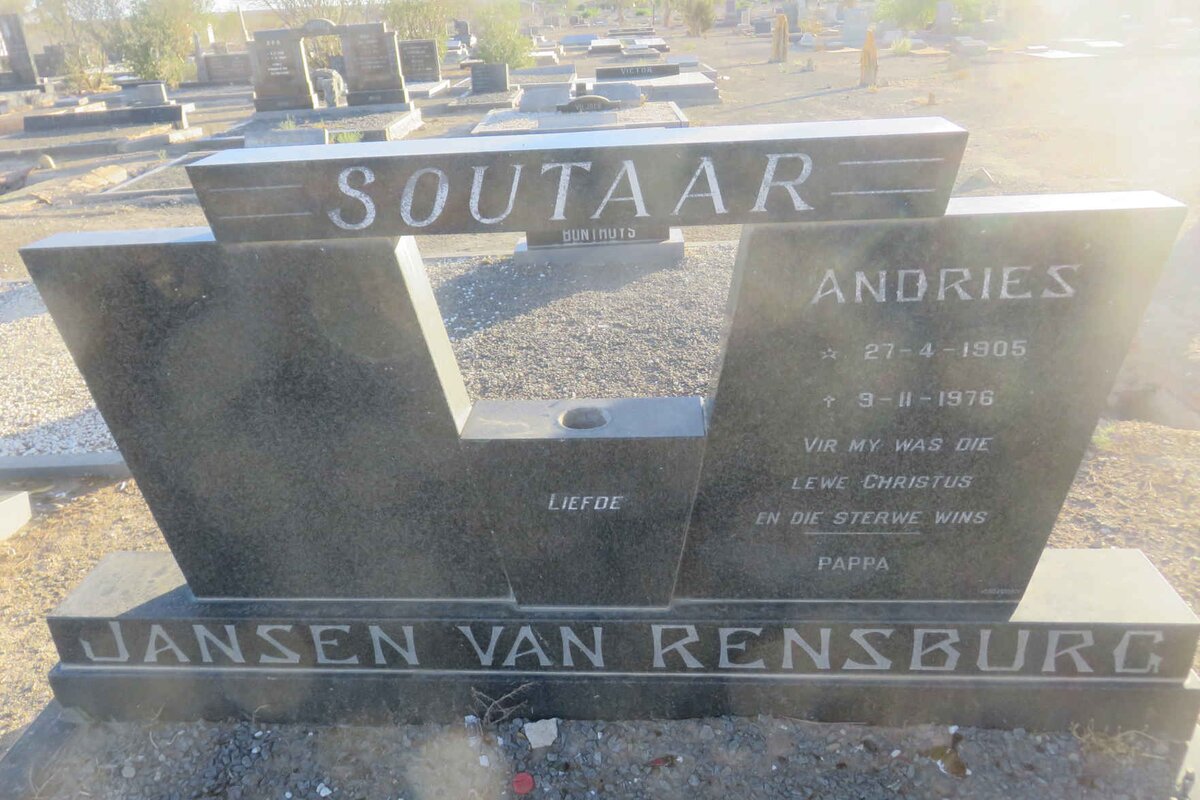 RENSBURG Andries, Jansen van 1905-1976