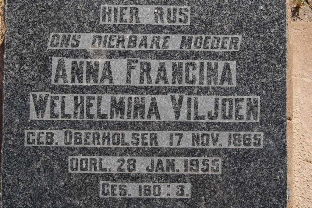 VILJOEN Anna Francina Wilhelmina née OBERHOLSER 1865-1955