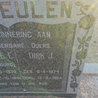 VERMEULEN Dirk J. 1874-1954 &amp; Hester E.E. MYBURG 1870-1941 