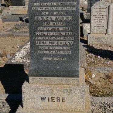 WIESE Hendrik Jacobus Rus 1864-1948 &amp; Anna Magdalena 1870-1955