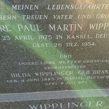 WIPPLINGER Carl Paul Martin 1875-1954 &amp; Hilda BRANDAU 1883-1975