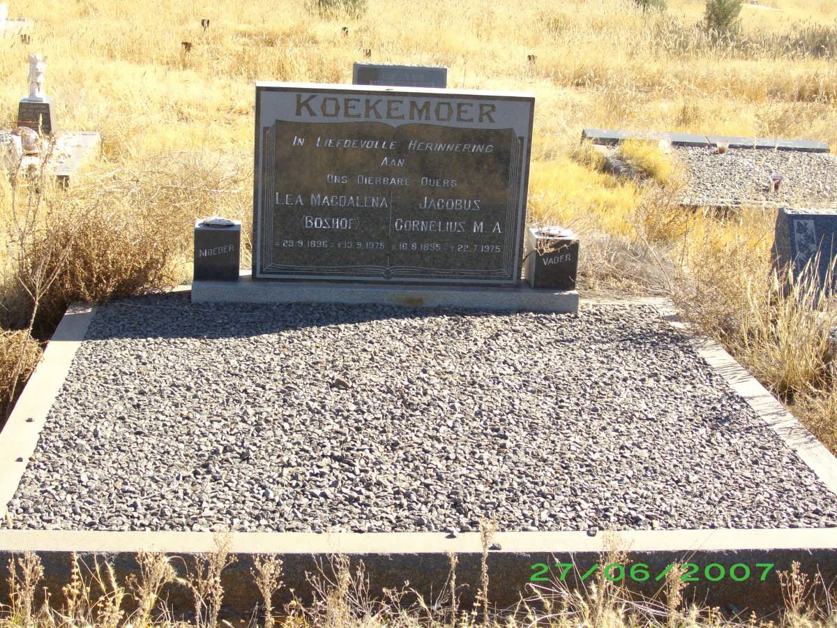KOEKEMOER Jacobus Cornelius M.A. 1895-1975 &amp; Lea Magdalena BOSHOF 1896-1975