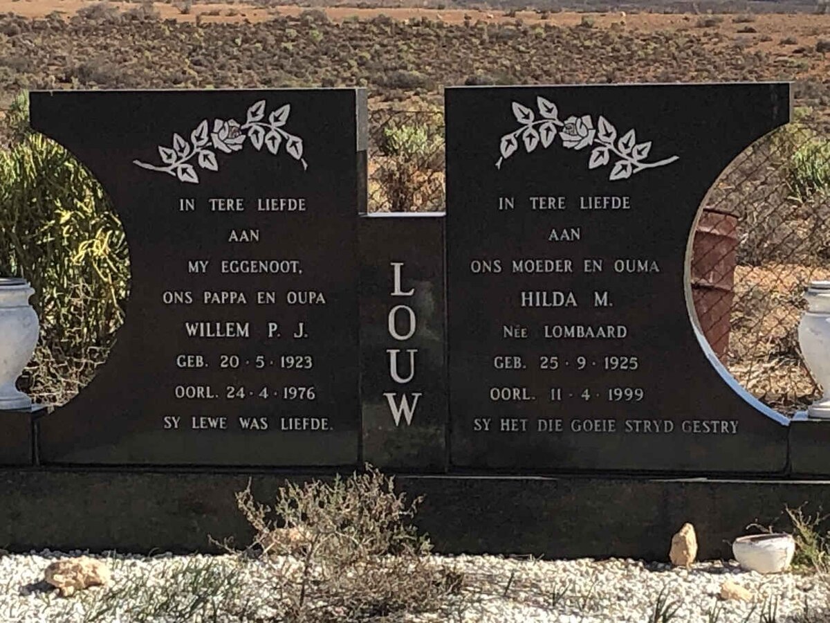 LOUW Willem P.J. 1923-1976 &amp; Hilda M. LOMBAARD 1925-1999