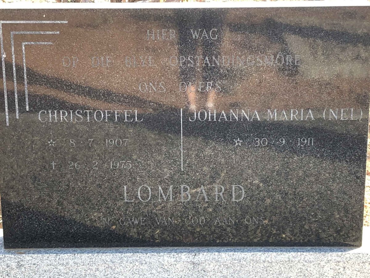 LOMBARD Christoffel 1907-1975 &amp; Johanna Maria NEL 1911-
