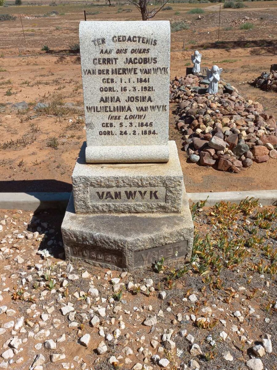 WYK Gerrit Jacobus van der Merwe, van 1841-1921 &amp; Anna Josina Wilhelmina LOUW 1845-1894
