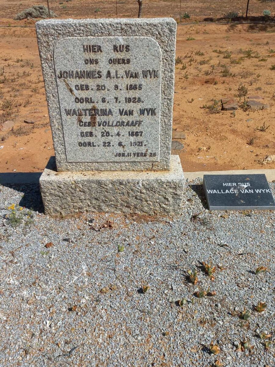 WYK Johannes A.L., van 1865-1928 &amp; Walterina VOLLGRAAFF 1867-1921 :: VAN WYK Wallace