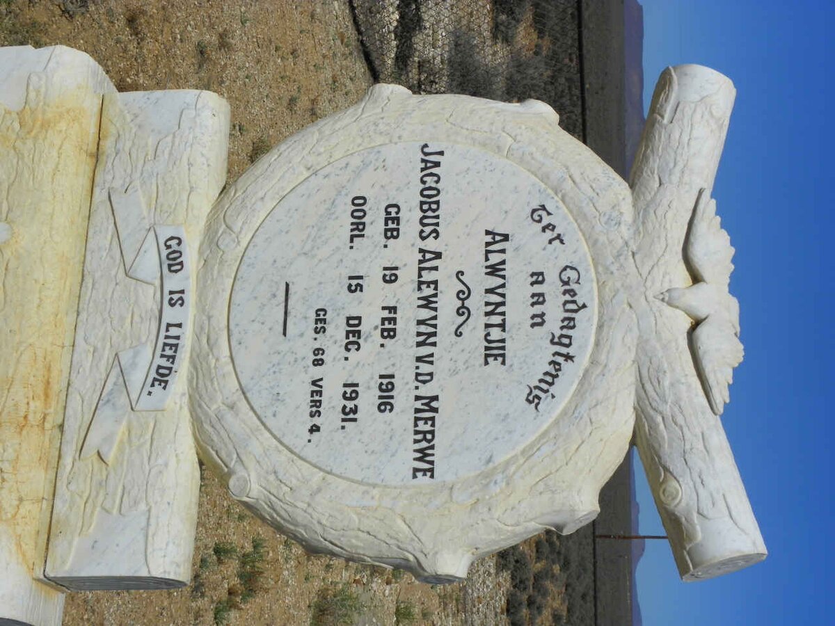 MERWE Jacobus Alewyn, v.d 1916-1931