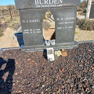 BURDEN G.J. 1958-2001 & M.M. BRAND 1957-
