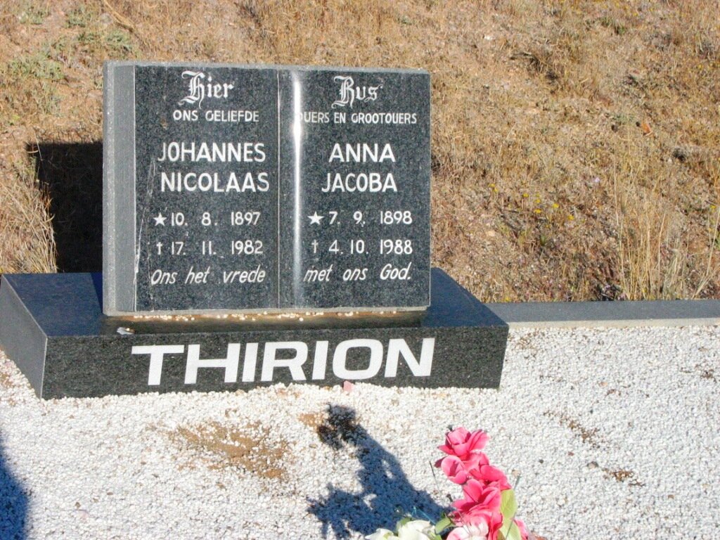 THIRION Johannes Nicolaas 1897-1982 &amp; Anna Jacoba 1898-1988