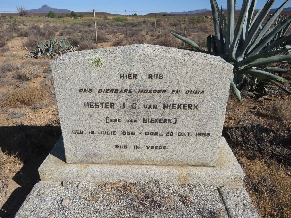 NIEKERK Hester J.C., van nee VAN NIEKERK 1868-1959