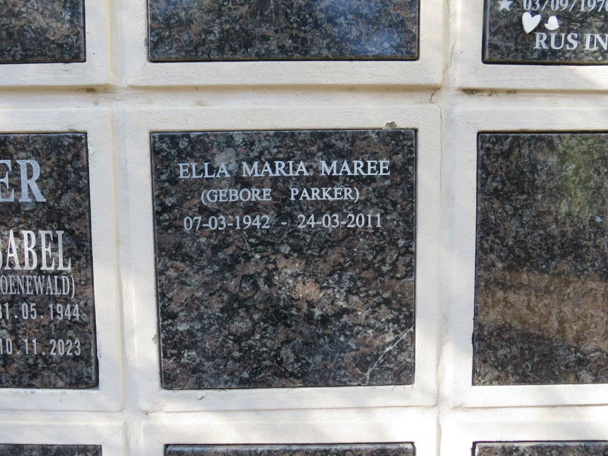 MAREE Ella Maria nee PARKER 1942-2011