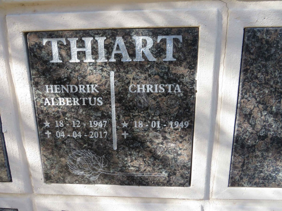 THIART Hendrik Albertus 1947-2017 & Christa 1949-