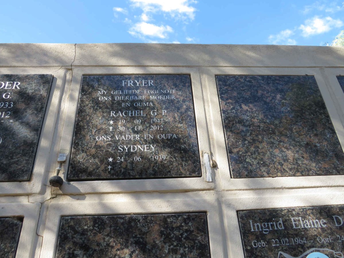 FRYER Sydney 1939- & Rachel G.P. 1947-2012