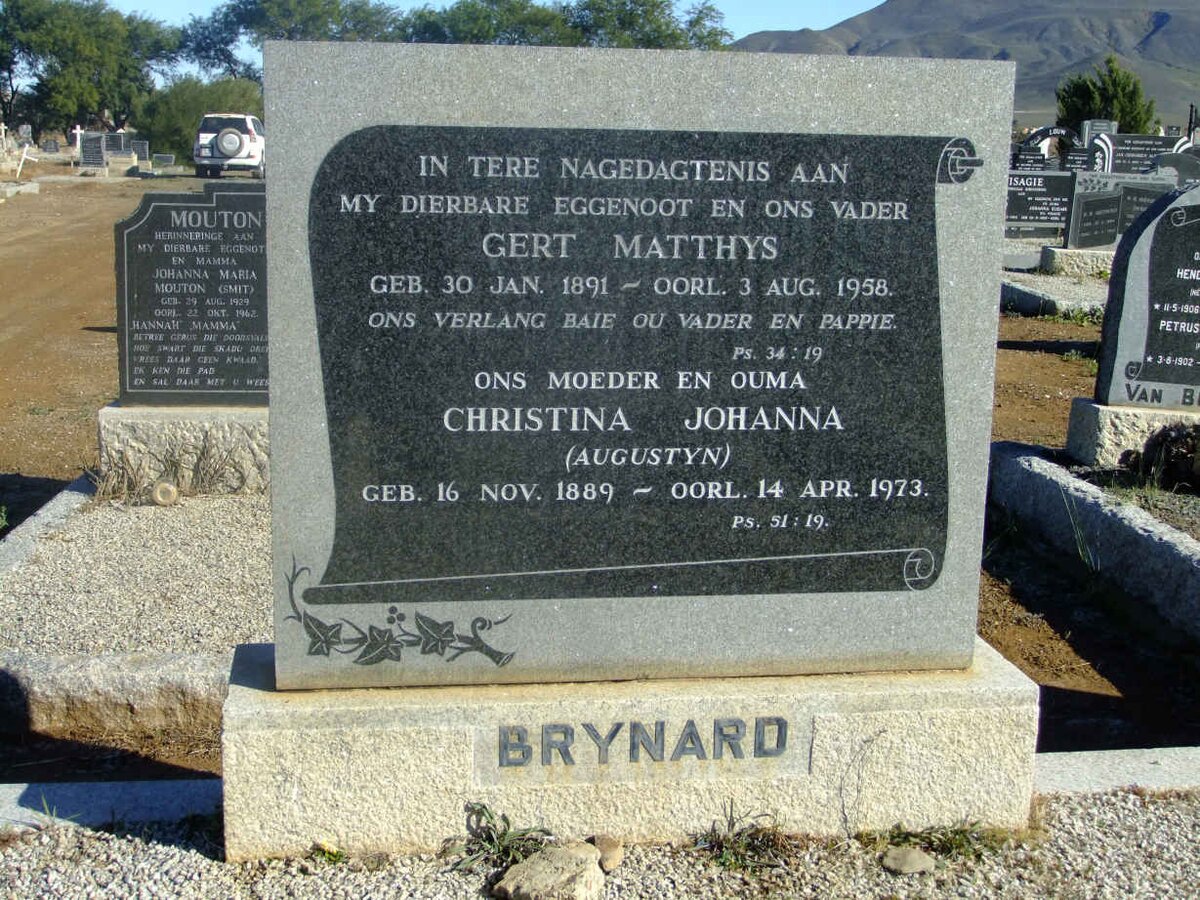 BRYNARD Gert Matthys 1891-1958 &amp; Christina Johanna AUGUSTYN 1889-1973