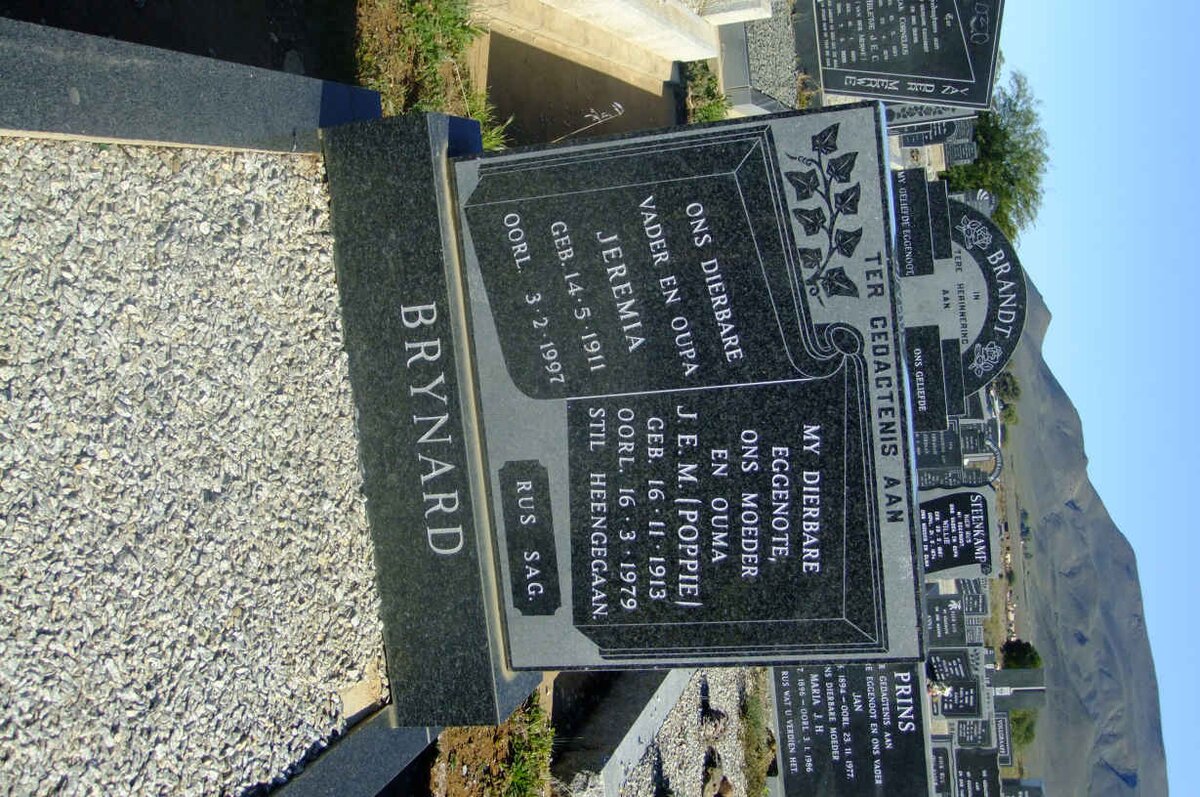 BRYNARD Jeremia 1911-1997 &amp; J.E.M. 1913-1979