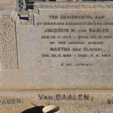 BAALEN Jacobus M., van 1875-1951 &amp; Martha OLIVIER 1890-1964