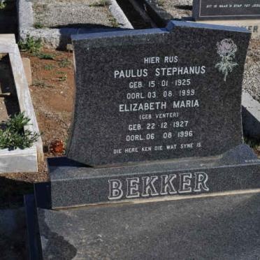 BEKKER Paulus Stephanus 1925-1999 &amp; Elizabeth Maria VENTER 1927-1996
