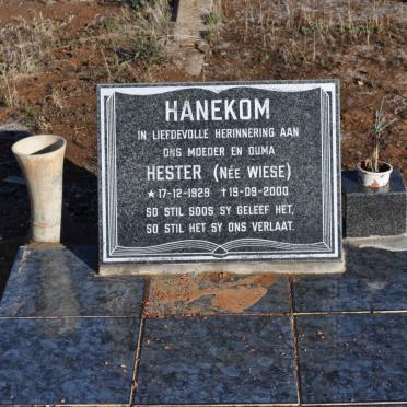 HANEKOM Hester nee WIESE 1929-2000