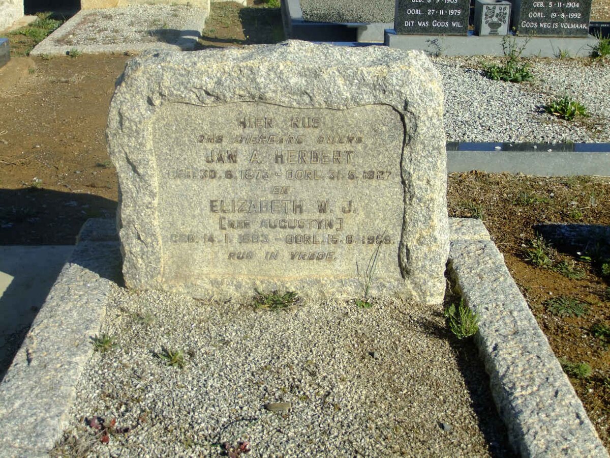 HERBERT Jan A. 1873-1927 &amp; Elizabeth W.J. AUGUSTYN 1883-1959