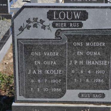 LOUW J.A.H. 1907-1986 &amp; J.P.H. 1910-1986