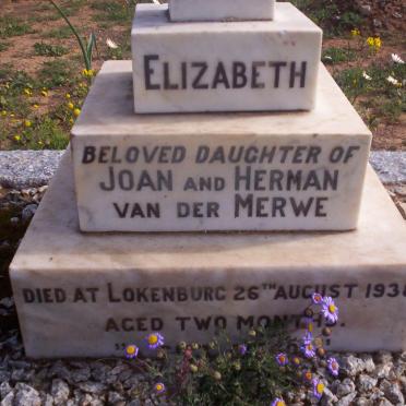 MERWE Elizabeth, van der 1938-1938