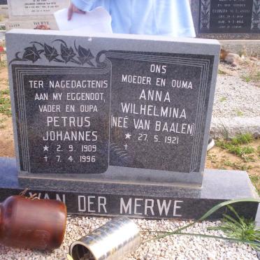 MERWE Petrus Johannes, van der 1909-1996 &amp; Anna Wilhelmina VAN BAALEN 1921-