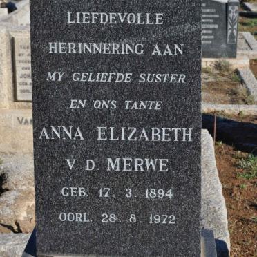 MERWE Anna Elizabeth, v.d. 1894-1972