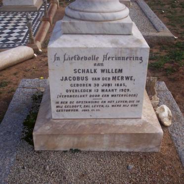 MERWE Schalk Willem Jacobus, van der 1885-1909