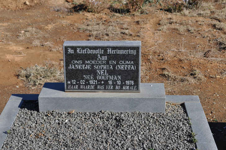 NEL Janetje Sophia nee BOLTMAN 1921-1976