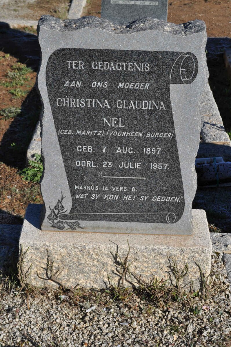 NEL Christina Glaudina formerly BURGER nee MARITZ 1897-1957