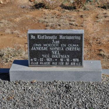 NEL Janetje Sophia nee BOLTMAN 1921-1976