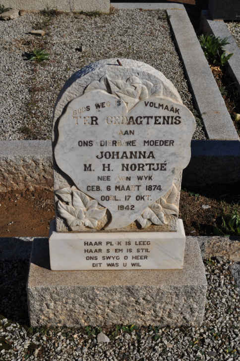 NORTJE Johanna M.H. nee VAN WYK 1874-1942