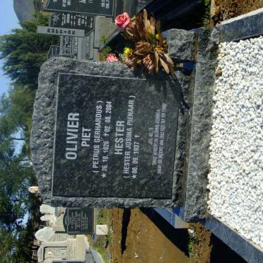 OLIVIER Petrus Gerhardus 1926-2004 &amp; Hester Josina PIENAAR 1937-