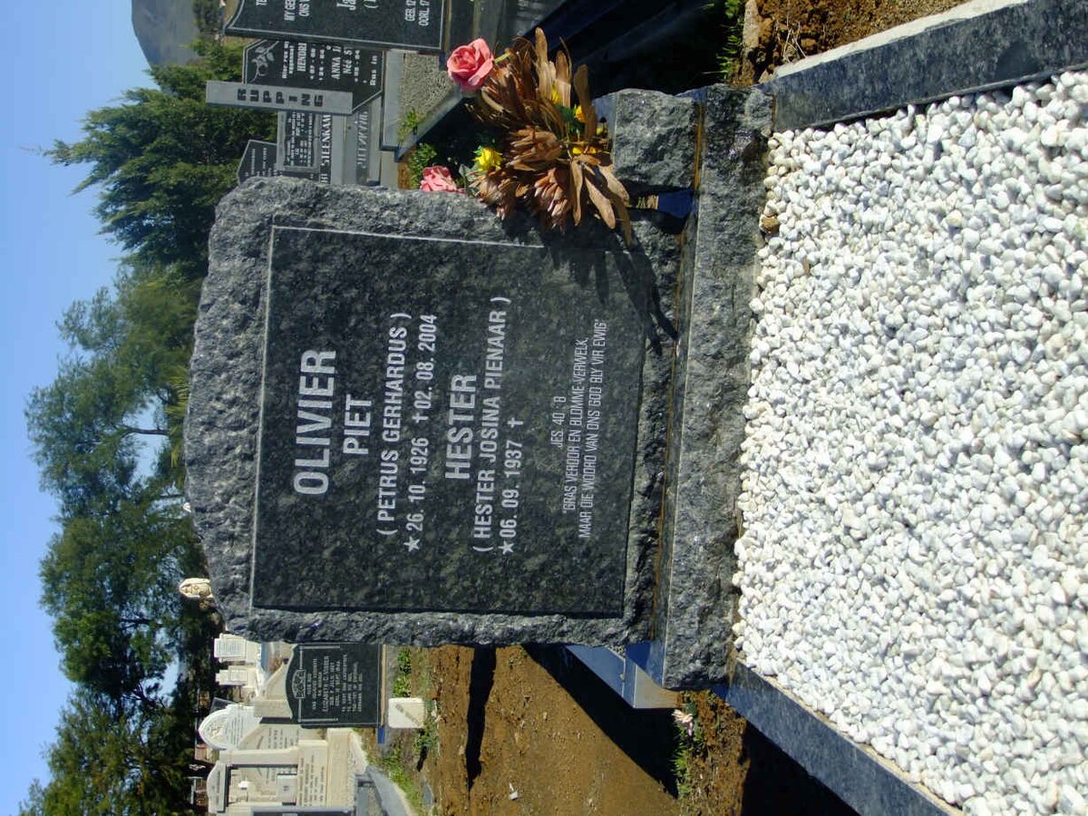OLIVIER Petrus Gerhardus 1926-2004 &amp; Hester Josina PIENAAR 1937-