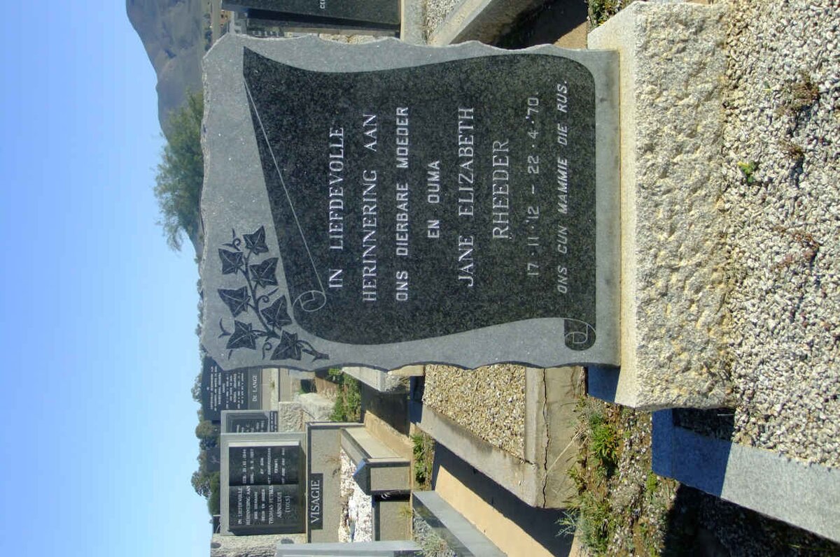 RHEEDER Jane Elizabeth 1912-1970