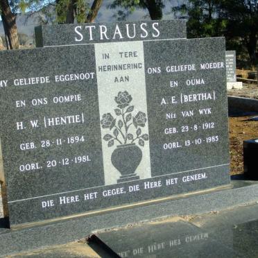 STRAUSS H.W. 1894-1981 &amp; A.E. VAN WYK 1912-1985