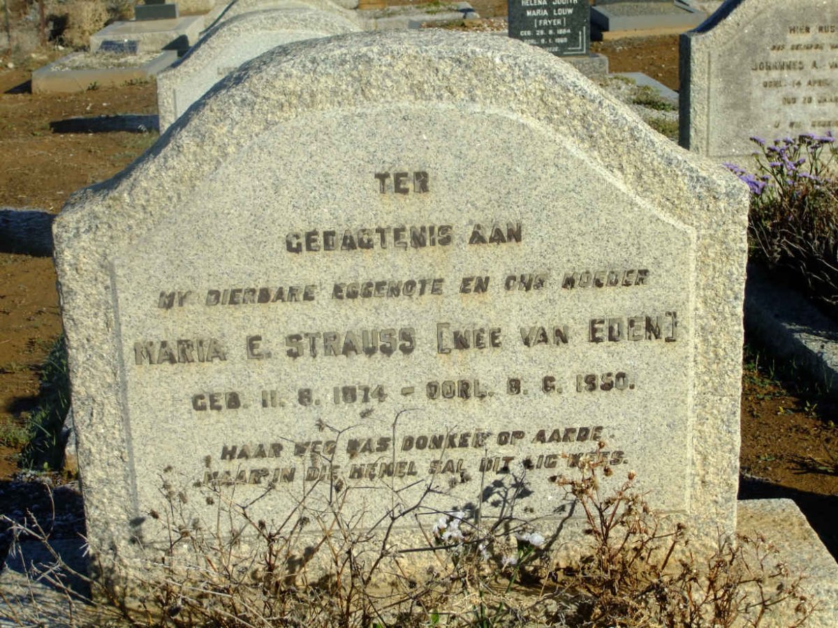 STRAUSS Maria E. nee VAN EDEN 1874-1950